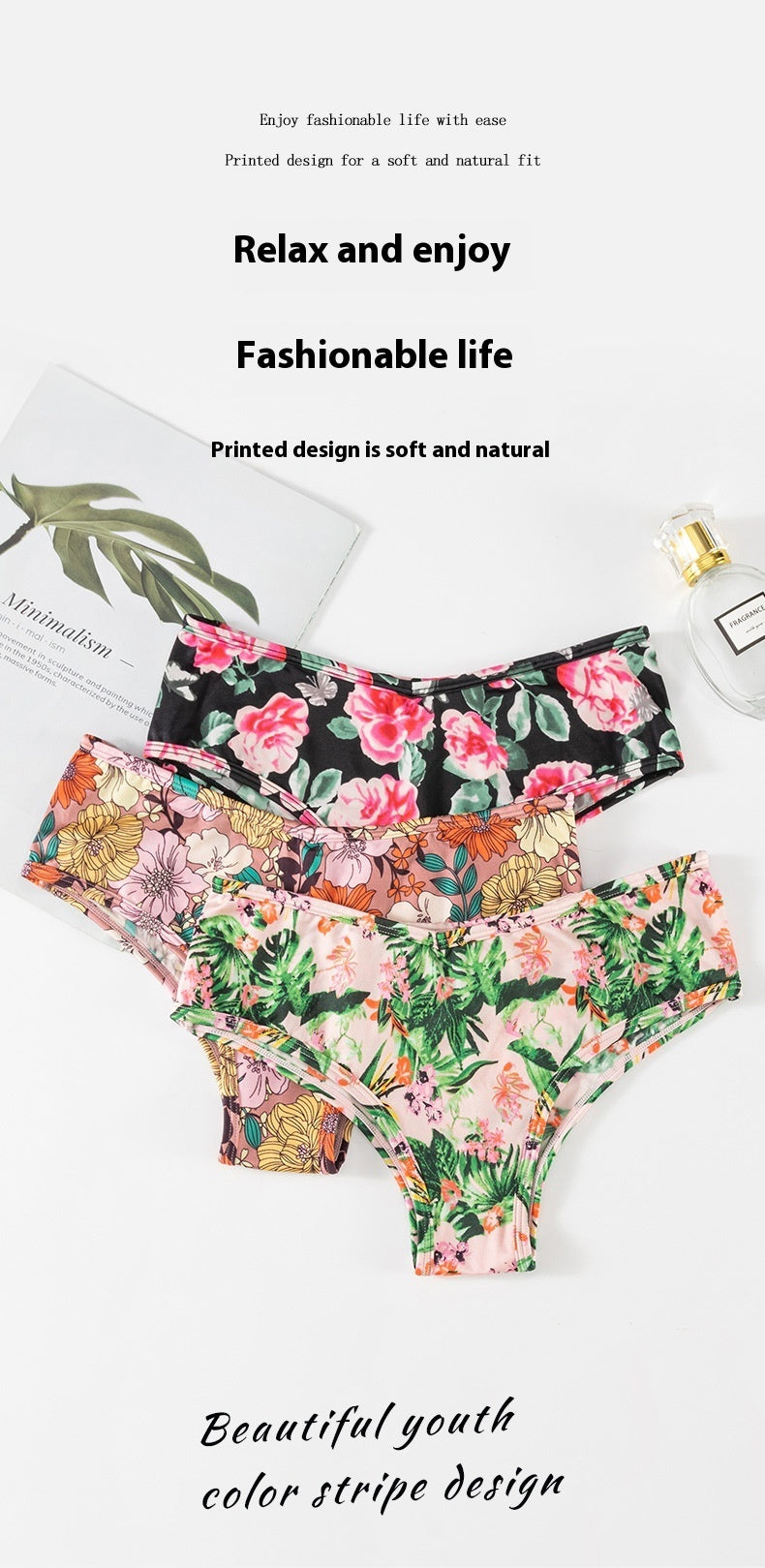 Sexy Print T-shaped Ice Silk Seamless Lightweight Breathable Invisible Sports Underwear Women