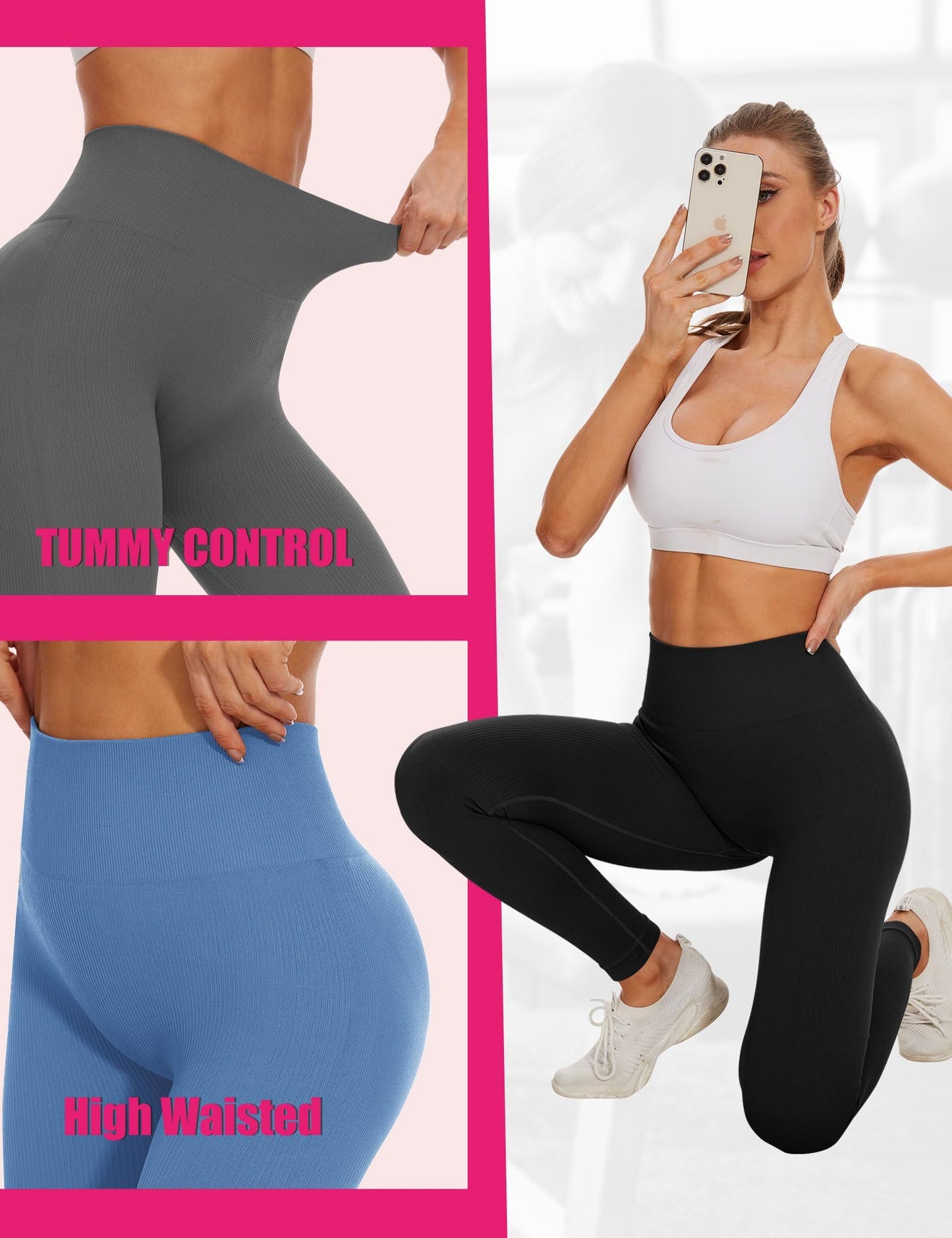 Leggings - Cropped High-waisted Seamless Solid Color Dark Gray