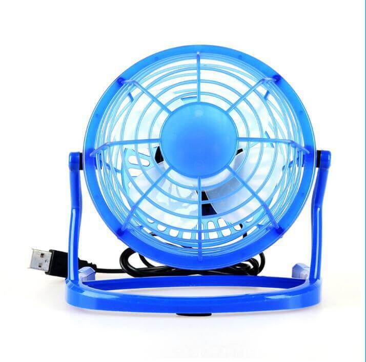Blue Mini Portable Ultra Quiet USB Desk Fan with Adjustable Angle and Key Switch for Laptop and Desktop Cooling