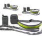 Adjustable hands-free dog leash set in gray and green with waist bag and accessories, perfect for running with dogs.