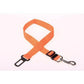 Orange pet car seat belt leash made of breathable mesh material for pet safety and comfort during travel.
