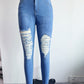 Ripped Denim Skinny Pants Women