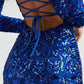 Sexy Backless Sequins Dress Fashion Slim Square Neck Long Sleeves Dresses Women Clothing