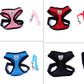 Colorful pet car seat belt and leash set in pink, red, blue, and black for secure and comfortable pet travel.