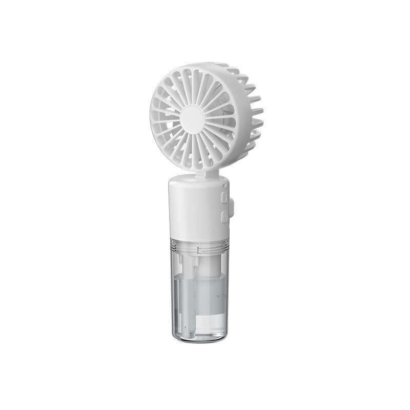 Portable handheld spray fan with 4-speed water spray mist, USB charging, and advanced atomization technology for summer cooling.