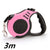 3m retractable pet leash with ergonomic pink handle, ideal for small dogs, one-handed brake and lock feature.