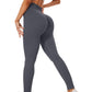 Leggings - Cropped High-waisted Seamless Solid Color Dark Gray